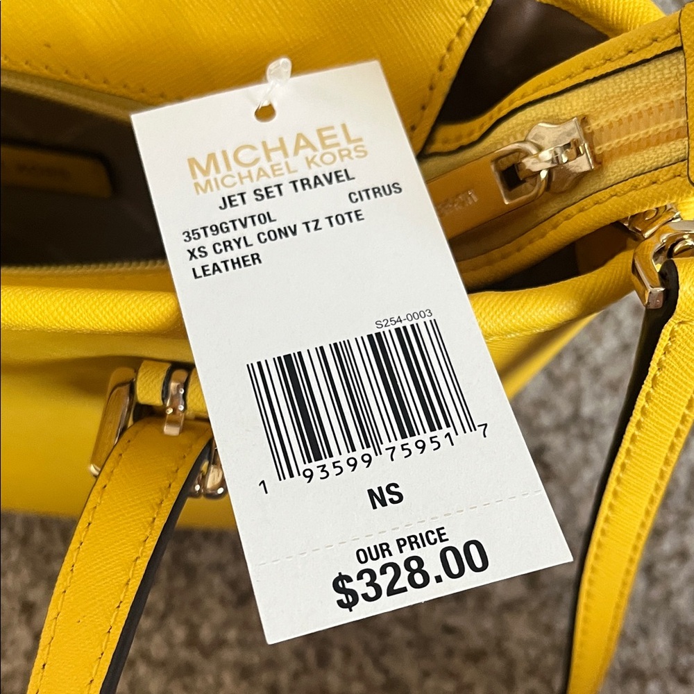 Michael Kors Citrus π Jet Set Travel Tote Leather with Removable Strap - Picture 4 of 16